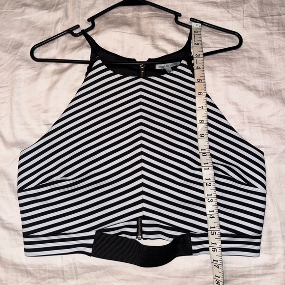 Charlotte Russe Like New Black/White Stripped Spaghetti Strapped Halter crop top - Picture 5 of 7